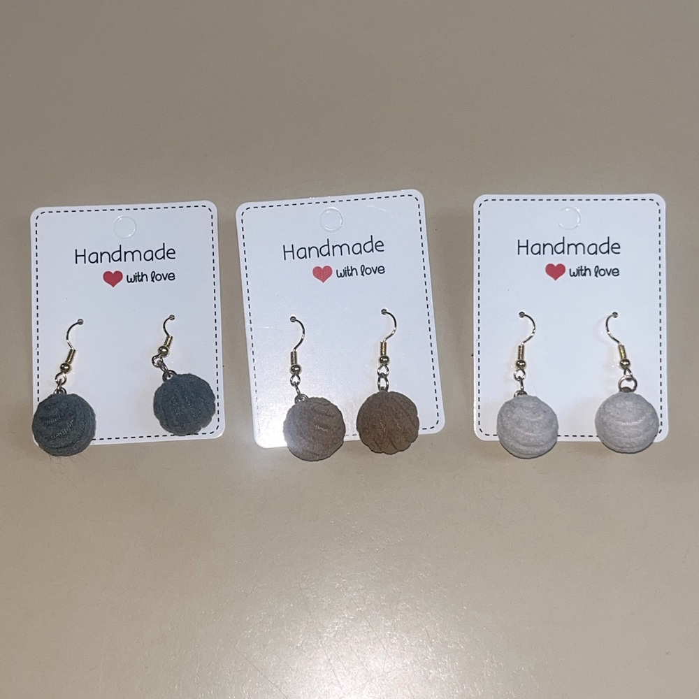 Fuzzy Ball Earrings Handcrafted